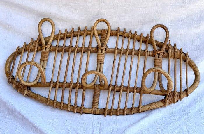 Hoedenstandaard - Rattan, Bamboe - Ovale vintage kapstok, Antiek en Kunst, Kunst | Designobjecten