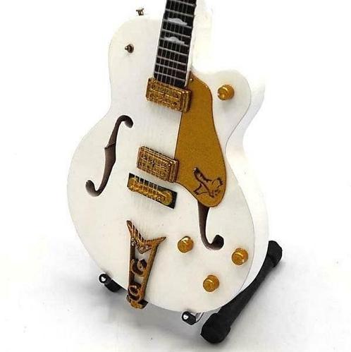 Miniatuur Gretch White Falcon gitaar met gratis standaard, Collections, Cinéma & Télévision, Envoi