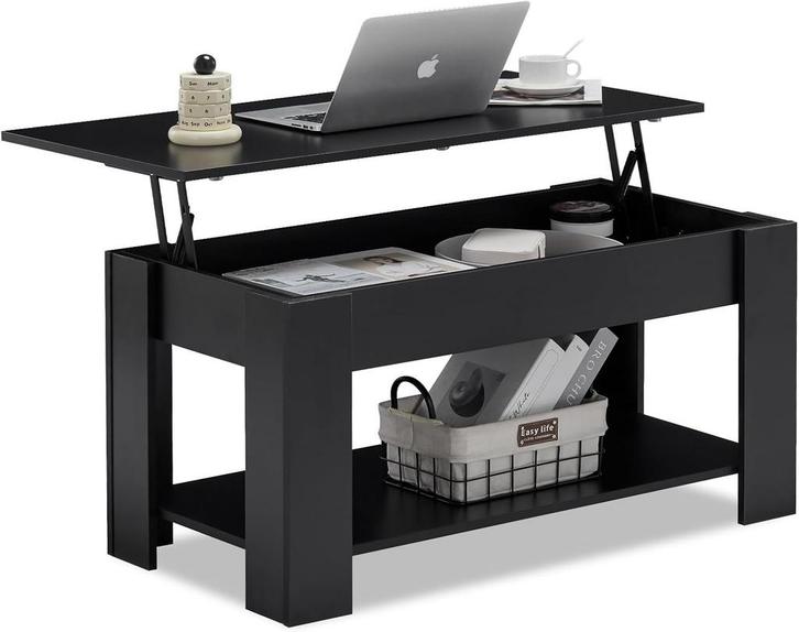 Salontafel met opbergruimte - 100x50x42 cm - Zwart - TUKAILA, Huis en Inrichting, Woonaccessoires | Overige, Nieuw, Verzenden