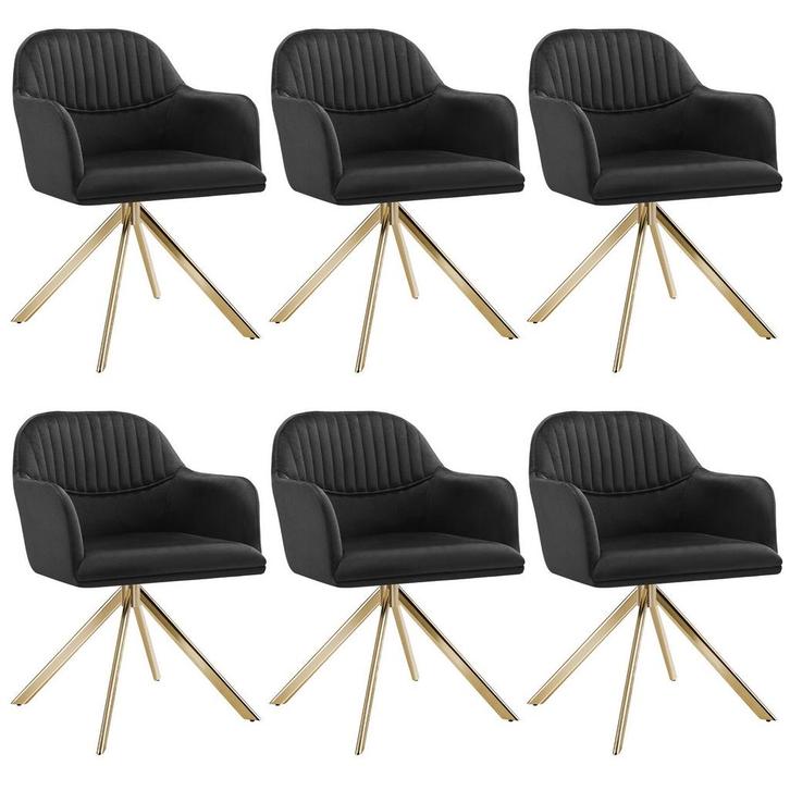 tectake Lona fluwelen draaistoel met dikke vulling - zwart/g, Huis en Inrichting, Stoelen, Verzenden