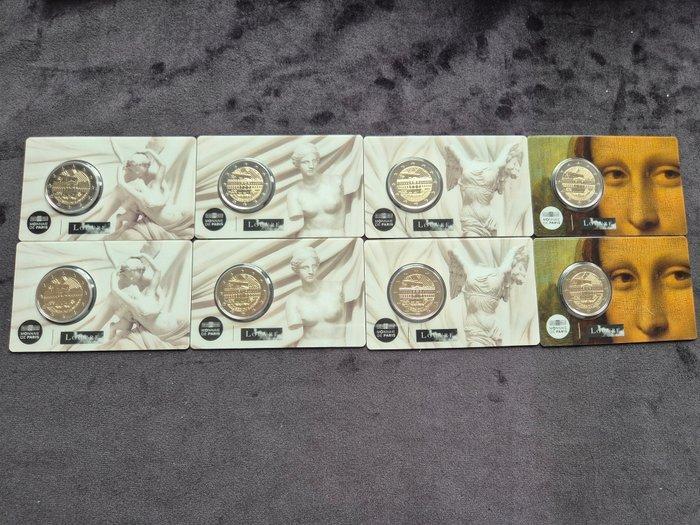 France. 2 Euro 2025 Musée du Louvre (8 coincards) (Sans, Postzegels en Munten, Munten | Europa | Euromunten