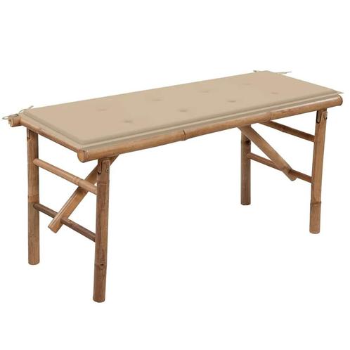 vidaXL Tuinbank inklapbaar met kussen 118 cm bamboe, Tuin en Terras, Tuinsets en Loungesets, Nieuw, Verzenden