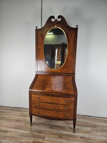 Crédence - Miroir de milieu du XXe siècle en bois incrusté