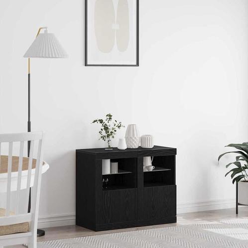 vidaXL Bijzetkast 2 pcs Zwart eiken 41 x 37 x 67 cm Bewerkt, Huis en Inrichting, Kasten | Overige, Nieuw, Verzenden