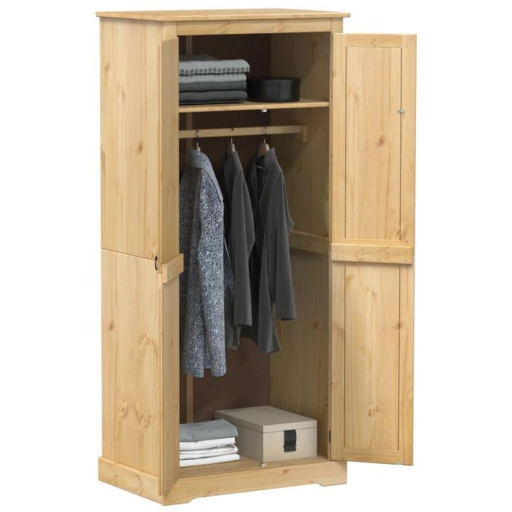 vidaXL Kledingkast Corona 76x50x170 cm massief grenenhout, Huis en Inrichting, Kasten | Kleerkasten, Nieuw, Verzenden