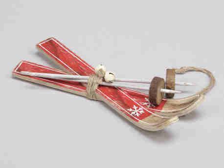Houten skieen skies skiset 17 cm. rood hanger skise, Hobby en Vrije tijd, Knutselen, Nieuw