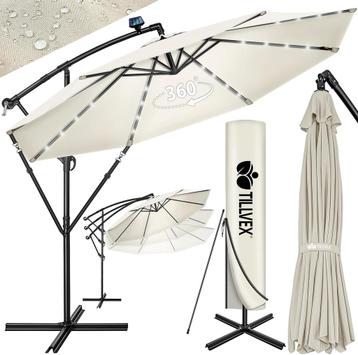 Tillvex® LED Parasol - Zweefparasol - Ø350cm - 360° Draaibaa, Verzenden