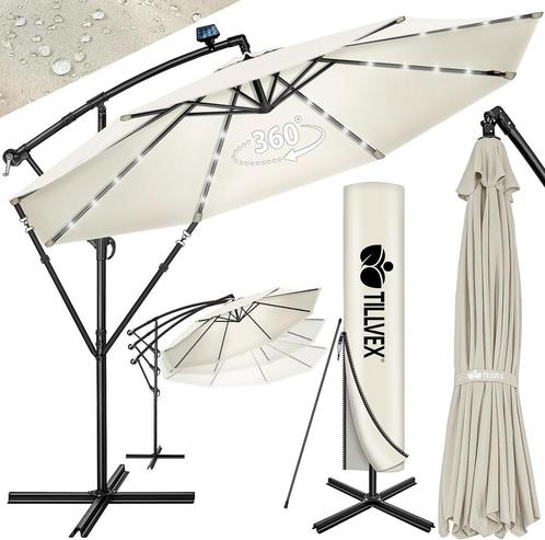 Tillvex® LED Parasol - Zweefparasol - Ø350cm - 360° Draaibaa, Tuin en Terras, Overige Tuin en Terras, Verzenden