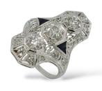 Ring Platina, Art Deco platinum en 1,50 ct diamanten ring -, Nieuw