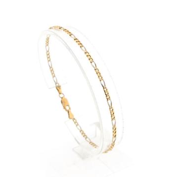 Bicolor gouden Figaro schakel armband | 19 cm (witgoud) beschikbaar voor biedingen