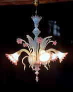 Lustre - Verre opalin et rose - Murano