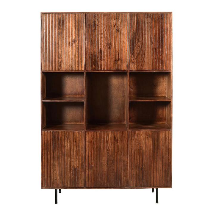 Boekenkast Mangohout Japandi 135 cm, Huis en Inrichting, Kasten | Boekenkasten, Nieuw, Overige houtsoorten, Verzenden