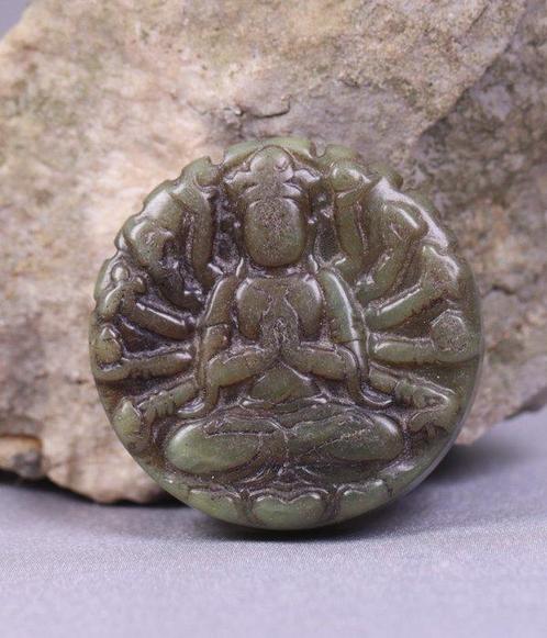 serpentine groep Traditionele Chinese steenbeeldhouwwerken -, Antiek en Kunst, Antiek | Speelgoed