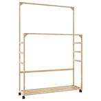vidaXL Kledingrek met schappen en wielen 90x35x155 cm bamboe, Huis en Inrichting, Kasten | Kleerkasten, Verzenden, Nieuw