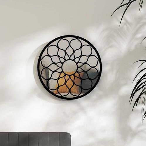 vidaXL Spiegel rond 60x3 cm ijzer zwart, Huis en Inrichting, Woonaccessoires | Spiegels, Nieuw, Verzenden