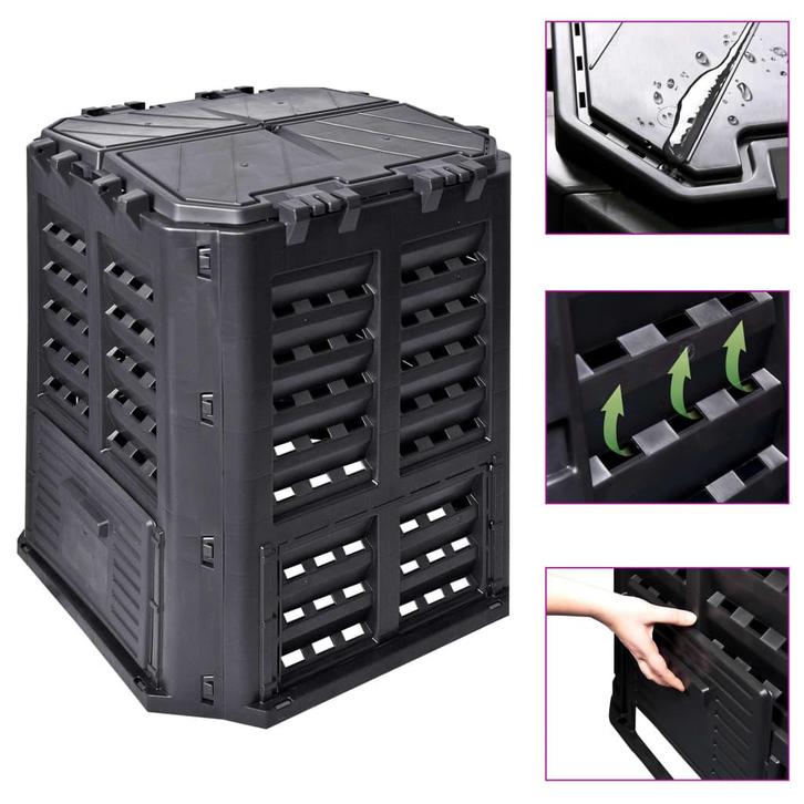 vidaXL Compostbak 360 L 68,9x68,9x83,9 cm zwart, Tuin en Terras, Overige Tuin en Terras, Nieuw, Verzenden