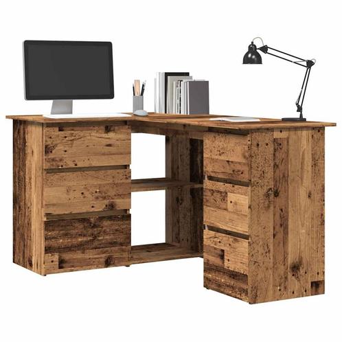 vidaXL Hoekbureau 145x100x76 cm bewerkt hout oud houtkleurig, Huis en Inrichting, Bureaus, Nieuw, Verzenden