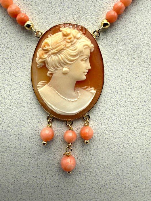 Halsketting - 18 karaat Geel goud Koraal, Bijoux, Sacs & Beauté, Colliers