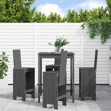 vidaXL 5-delige Tuinbarset massief grenenhout grijs, Verzenden
