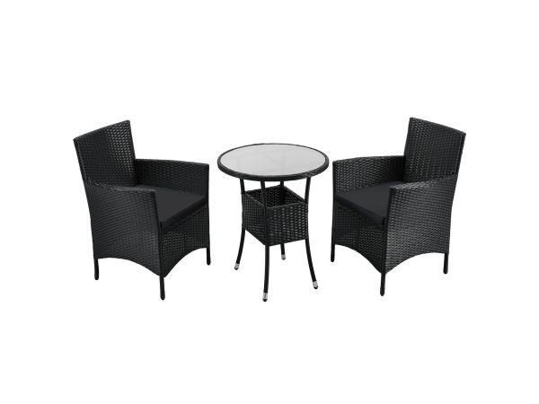 Veiling - Balkonset polyrotan - Bayamo - 3 delig -Zwart, Tuin en Terras, Tuinsets en Loungesets