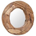 vidaXL Miroir décoratif Teck 60 cm Rond, Maison & Meubles, Accessoires pour la Maison | Miroirs, Verzenden, Neuf