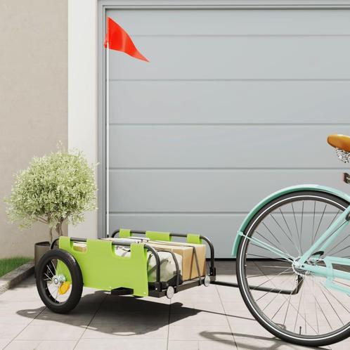vidaXL Fietstrailer oxford stof en ijzer groen, Fietsen en Brommers, Fietsaccessoires | Aanhangwagens en Karren, Nieuw, Verzenden