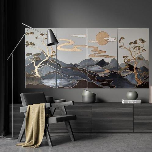 Alla Faber - Golden Silence 4er Set, XXL, Antiek en Kunst, Kunst | Schilderijen | Modern