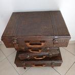 Nachtkastje - Leder, Hout - Vier-laden ladekast ontworpen om, Antiek en Kunst