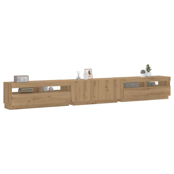 vidaXL Tv-meubel met LED 300x35x40 cm bewerkt hout, Maison & Meubles, Armoires | Mobilier de télévision, Envoi