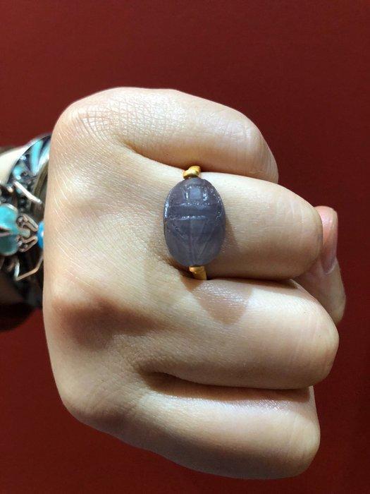 Zilver - Ring - Natuurlijke agaat-scarabee ring, Antiquités & Art, Art | Art non-occidental