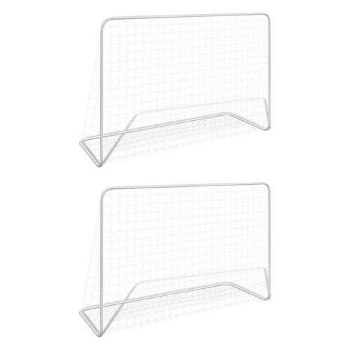 vidaXL Voetbaldoelen 2 st met netten 182x61x122 cm staal wit, Sport en Fitness, Voetbal, Nieuw, Verzenden