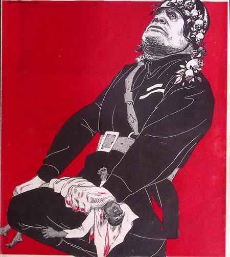 Het laatste Ethiopisch leger is verslagen op spotprent, Antiek en Kunst, Kunst | Litho's en Zeefdrukken, Verzenden