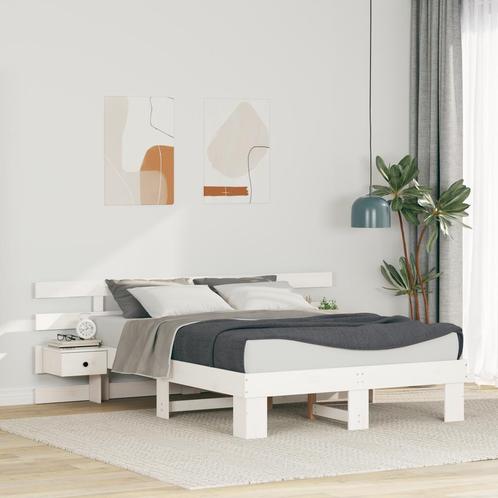 vidaXL Bedframe met lade Wit 120 x 190 cm Massief hout, Huis en Inrichting, Slaapkamer | Bedden, Nieuw, Verzenden