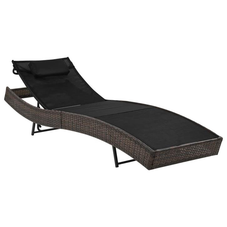 vidaXL Ligbed met kussen poly rattan bruin, Tuin en Terras, Ligbedden, Nieuw, Verzenden