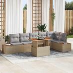 vidaXL Tuinbank Set met opslag 7 pcs Beige Poly rattan, Verzenden, Nieuw