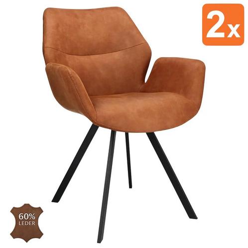 Stoelen | PERLA | Leer/Metaal | Camel | Zwarte Poten |, Zakelijke goederen, Horeca | Keukenapparatuur, Nieuw in verpakking, Verzenden