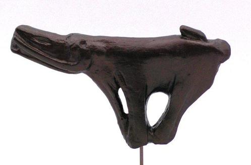 Figuur - Kopie Paleolithicum Mammoet Speerwerper op Marmer, Antiek en Kunst, Curiosa en Brocante
