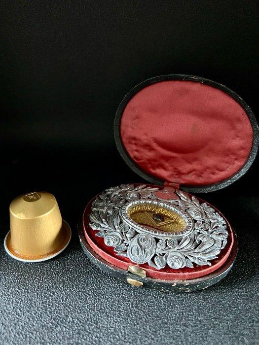Reliekhouder - Zilver, Textiel, Leder - 1850-1900 - St, Antiek en Kunst, Kunst | Niet-Westerse kunst