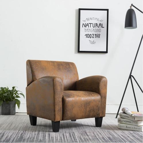 vidaXL Fauteuil kunstsuède bruin, Huis en Inrichting, Fauteuils, Nieuw, Verzenden