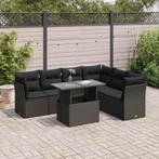 vidaXL Salon de jardin 7 pcs avec coussins noir résine, Jardin & Terrasse, Ensembles de jardin, Verzenden, Neuf, Salons de jardin