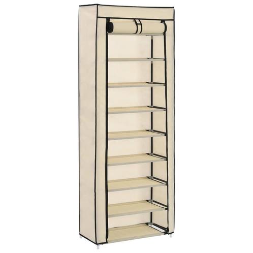 vidaXL Schoenenkast met hoes 57x29x162 cm stof crème, Huis en Inrichting, Kasten | Schoenenkasten, Nieuw, Verzenden