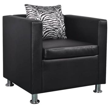 vidaXL Fauteuil kubus kunstleer zwart, Verzenden