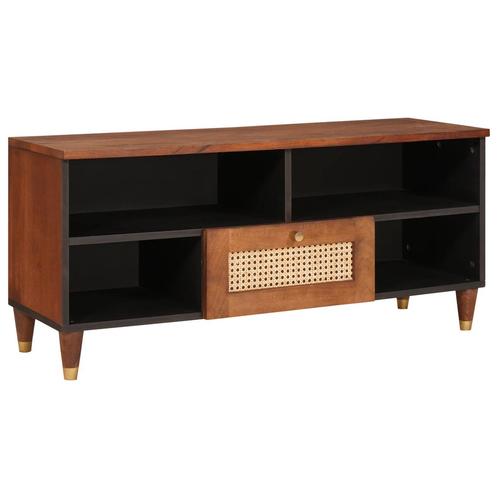 vidaXL met lade met opslag Bruin Riet en massief mango hout, Huis en Inrichting, Woonaccessoires | Cd- en Dvd-rekken, Nieuw, Verzenden