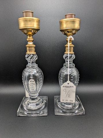 Kandelaar Negentiende eeuw (2) - Glas, Messing - Ex