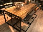 TOPAANBIEDING eettafel in massief mango hout + zwart staal, Huis en Inrichting, 200 cm of meer, 50 tot 100 cm, Nieuw, Overige houtsoorten