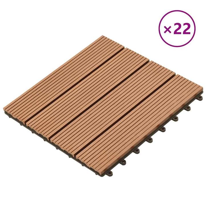 vidaXL 22 st Terrastegels 30x30 cm 2 m² HKC bruin, Doe-het-zelf en Bouw, Vloerdelen en Plavuizen, Nieuw, Verzenden