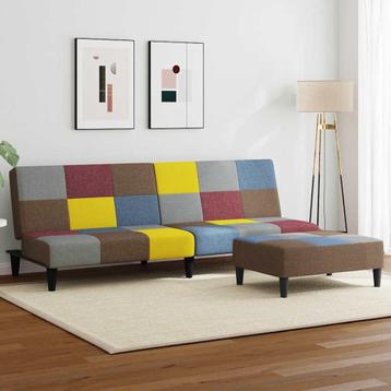 vidaXL Slaapbank 2-zits met voetenbank patchwork stof, Verzenden