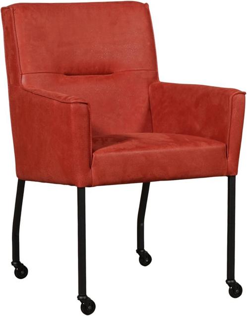 Rode leren moderne eetkamerstoel - Kenia Leer Burgundy (rood, Huis en Inrichting, Stoelen, Overige kleuren, Eén, Nieuw, Leer, Ophalen of Verzenden