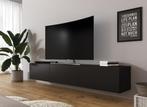 TV-Meubel mat zwart industrieel 180 cm zwevend TV kast, Nieuw, 150 tot 200 cm, Overige materialen, 25 tot 50 cm