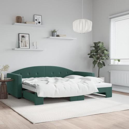 vidaXL Lit de jour avec lit gigogne vert foncé 90x200 cm, Maison & Meubles, Chambre à coucher | Lits, Neuf, Envoi